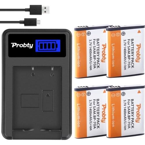 BP-70A 1400mAh Replacement Battery and Charger for SAMSUNG SL50 SL600 SL605 SL630 SL600 SL605 SL630 ST65 ST66 ST76 ST80 PL200