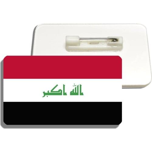 Iraq Flag Brooch Beautiful Lapel Pins For Women Hat Clothes Accessory Patriotic Trinket Acrylic Jewelry Badge