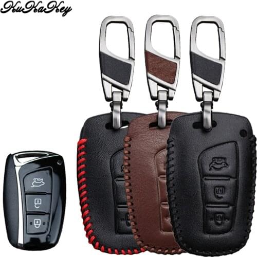 KUKAKEY Genuine Leather Car Key Case For Hyundai IX45 Santa Fe Tucson GDI 2013-2015 Key Cover Holder Car Styling Accessories