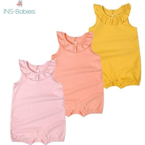 Baby Rompers Infants Girls Sleeveless Jumpsuit 2021 Summer New Ins Korean Pure Cotton Climbing Clothing 0-24m Babies Clothes