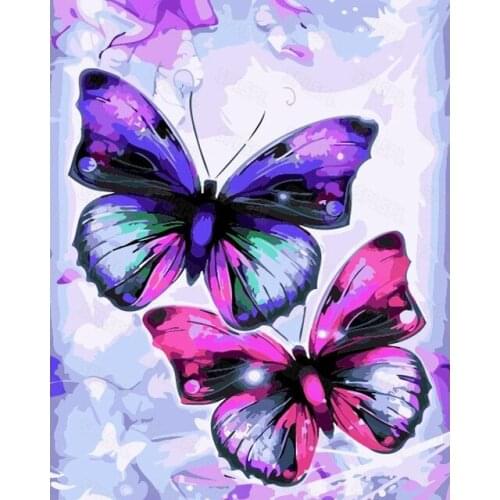 Diy Diamond Painting Wild Animals Kingdom Insects Colorful Butterflies White Butterflies Wing Butterflies Beautiful Mural