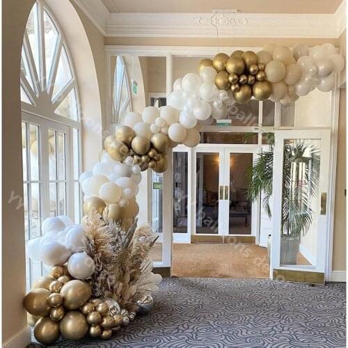DIY Beige Metal Gold Globos Wedding Party Balloon Arch Garland Kit White Sand Happy Birthday Decoration Girl/Boy Decor Supplies