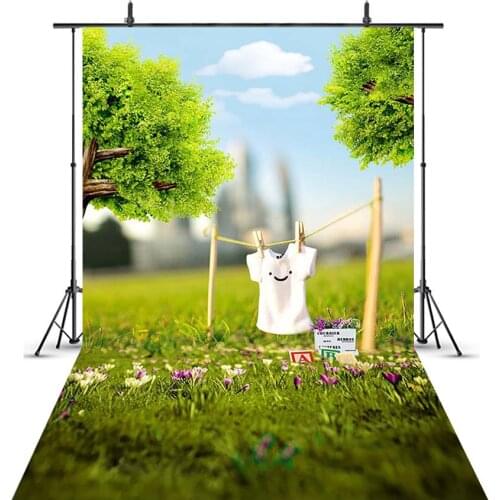 MEHOFOTO Background Spring Scenery 5X7ft Green Grass Photography Backdrop for Photo Studio Props for Newborn Photographers 210