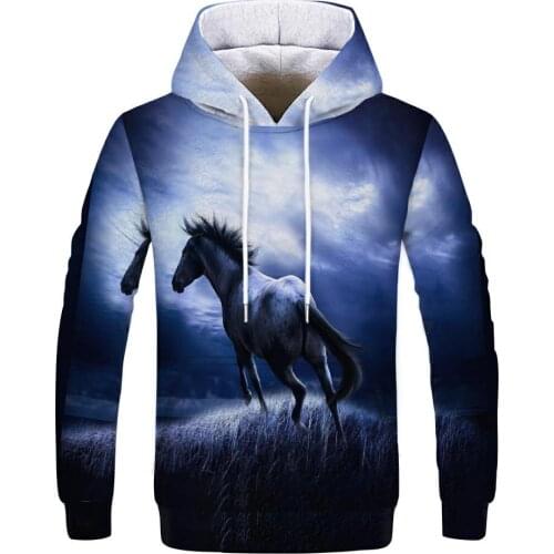 Hot Sale Sweatshirt Men Women 3D Hoodies Print Brown Horse Animal Pattern Pullover Unisex Casual Creative Oversized Hoodies