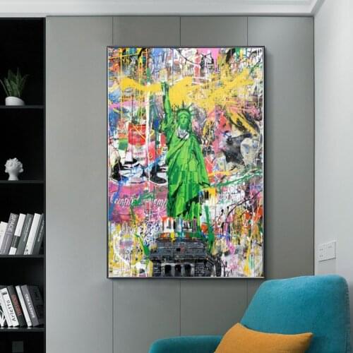 Graffiti Art Statue of Liberty Canvas Painting Abstract Posters and Prints Wall Art Picture for Living Room Home Decor Cuadros