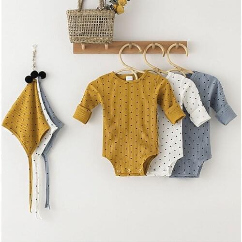 Baby Boy Girl Rompers With Hat Polka Dot Summer Cotton Baby Girl Romper Full Sleeves Newborn Jumpsuits For Boy Baby Clothes