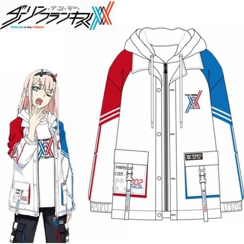 Darling in the franxx 02 Zero Two Cosplay Hooded Wind Coat Jacket Long Sleeve T-Shirts Trousers Spring Autumn Unisex Tops Set