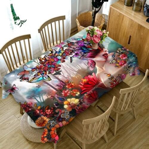 Beautiful Butterfly Beauty Pattern 3D Tablecloth Dust Tablecloth Wedding Outdoor Banquet Decoration Tablecloth Home Textiles