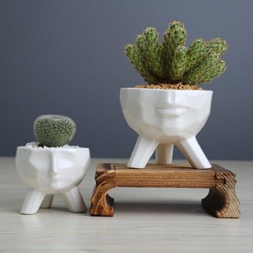 Creative Art Portrait Sculpture Vase Flower Pot Abstract Succulents Plant Pot Micro Landscape Garden Decor