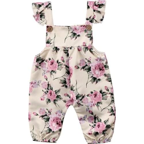 0-24M Floral Newborn Baby Girls Summer Clothes Ruffles Sleeve Princess Kids Jumpsuit Outfits Sunsuit Clothes 0-24M