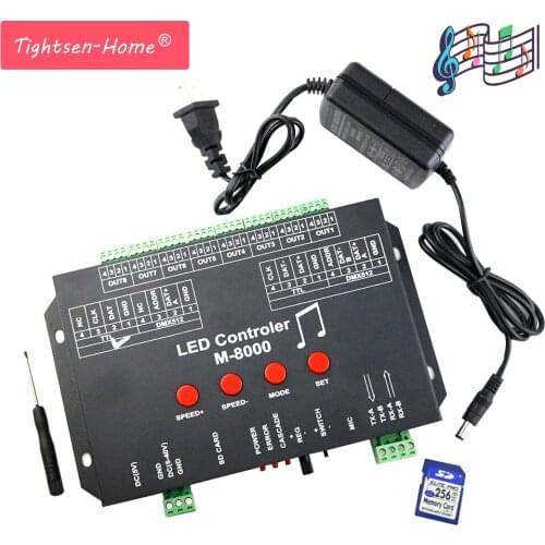 M-8000 PROGRABLE 8096PIXEL MUSIC LED CONTROLLER FOR WS2812B WS2801 SK6812 LIGHT ROPE TAPE STRIP MODULE Dream Color Strip bar