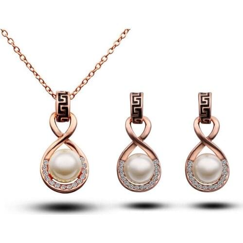 Infinity jewelry set pearl necklace set crystal jewellery suite mde in yiwu purchase agent