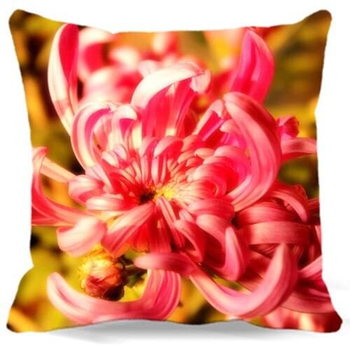 Pink Chrysanthemum Decorate Homes Cotton Polyester Pillow case Throw Cushion Cover Forest Beds Seat 16" 18" 19" 9 style