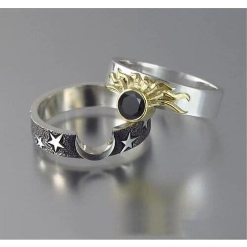 2021 New Simple Fashion Mens And Womens Rings Star Moon Sun Combination Rings Daily Birthday Party Anniversary Gift
