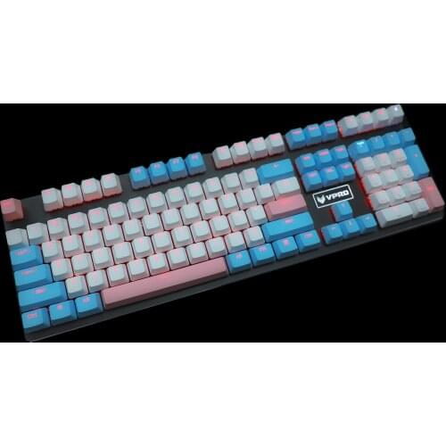 OEM Profile ANSI 108 Key Blue White Shine Through Double Shot PBT Keycaps For Mechanical Keyboard GK61 61 87 104 GMMK Keychron