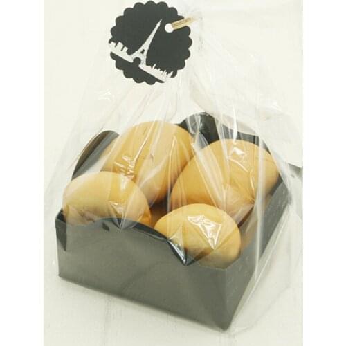 Food Grade PP Black Bread Packing Bag With Base Transparent Dessert Bag Window-Open Bakery Oil-Absorbing Food Packing Tools 20pc