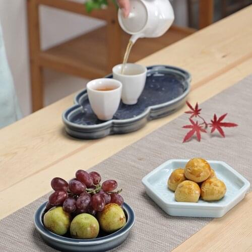 Creative Compartment Tray Household Ceramic Platter Snack Dish Nut Plate Sauce Plate Fruit Snack Plate Fruit Plate Dessert Plate