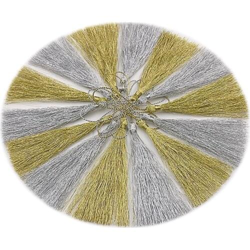 32PCS/lot Gold silk Silver Tassels fringe Polyester pendant Bookmark tassels Jewelry Accessories tassel for Craft DIY Decorative