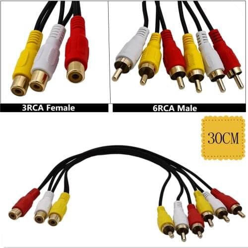 ERE RCA Splitter Cable,AV Splitter 3 RCA Female Jack to 6 RCA Male Plug RCA Y Splitter Extension Audio Video AV Adapter Cable