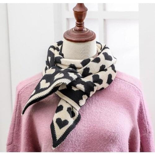 Luxury Winter Scarf Women Heart Knitted Triangular Scarves Wraps Sharp Angle Shawls Warm Long Narrow Small Skinny Neckerchief
