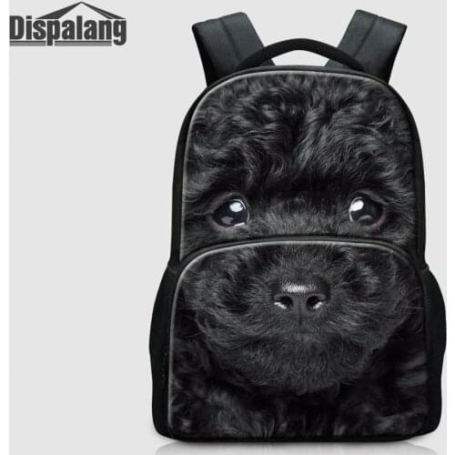 Dispalang Women Laptop Backpack Animal Dog Printed Canvas School Bags For Teenage Girls Custom Design Schoolbag 17 Inch Backpack
