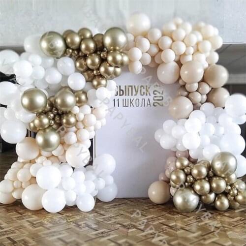 242Pcs Pure White Arch Apricot Balloons DIY Garland Kit Gold Chrome Balloon Set Wedding Birthday Party Decors Baby Shower Globos
