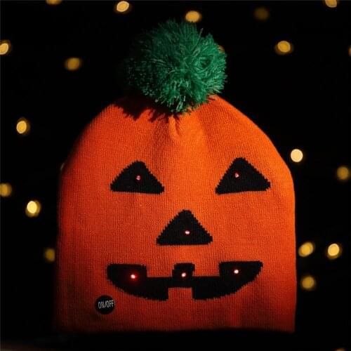 Halloween Glowing knit hat Human skeleton Ghost Coloured lights cap DIY Halloween Childrens adult hat party supplies FZ243