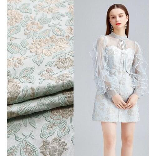 Gold Embossed Fabric Metal Filament Polyester Dress Windbreaker Dress Brocade Fashion Fabrics Sewing Material Home Textile Cloth