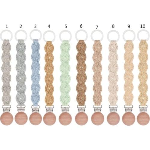 Vintage Crochet Pacifier Clip Baby Pacifier Chain Clips Adapter Holder O Rings Newborn Teething Soother Chew Dummy Clips