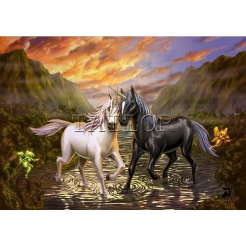 Cross stitch cuadros full square mosaic embroidery horse unicorn landscape art 5d diamond painting kit set complet dirll drawing
