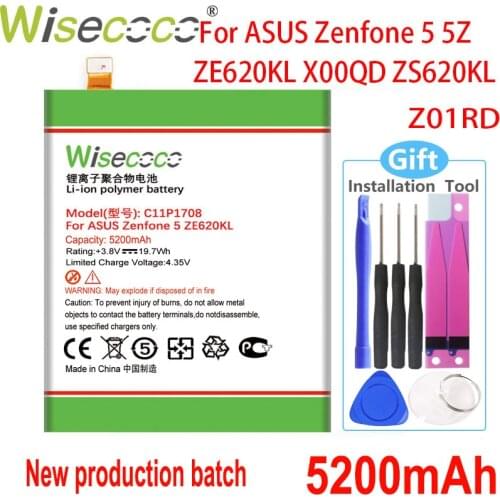 WISECOCO High Capacity C11P1708 Battery For ASUS Per Zenfone 5 5Z ZE620KL X00QD ZS620KL Z01RD Mobile Phone+Gift tools