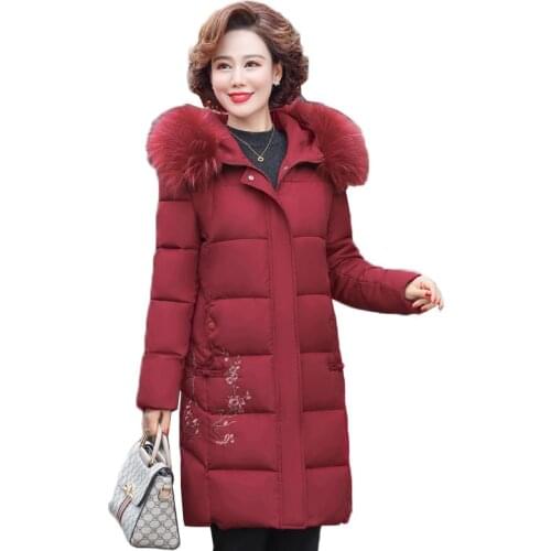 Middle Age Women Warm Cotton Clothing Coat Large Size 6XL Womens Winter Jacket Hooded Oversize Cotton Padded Wadded Parkas 2256