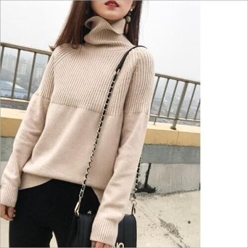 Spring Autumn Female Sweater Light Full Sleeve Turtleneck Casual Style Streetwear Pullover for Women
