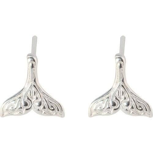 Romantic 925 Sterling Silver Fish Stud Earrings Mermaid Tail For Women Party Lady Summer Fashion Jewelry Accessories ES271