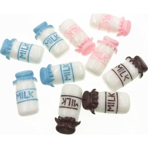 10Pcs/lot Flat Back Resin Cabochon Milk Bottle Cabochons Flatback Phone Case Decoration DIy Accessories Embellishment Scrapbook