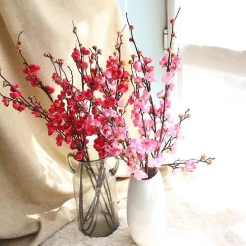 2PCS 94cm Artificial Plum Blossom Flower Branch Silk Cherry Fake Flowers for Wedding Birthday Party Decoration Maison Flores