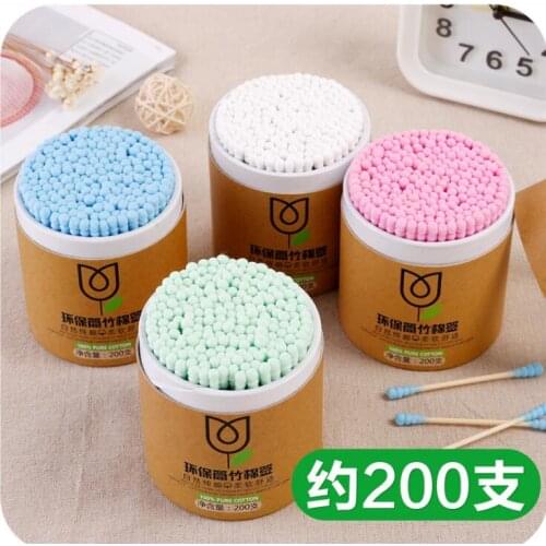 200pcs color double-headed spiral cotton swab canned wooden stick sanitary cotton swab remover cotton swabs ear cotton swabs
