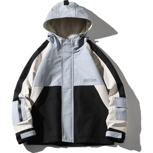 2020 Autumn Patchwork Streetwear Jackets Men Big Size 5XL Hooded Casual Loose Print Windbreaker Jacket Male Hip Hop Coat Y3067