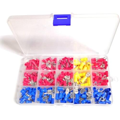 280PCS 15 values Connector Electrical Wire Assorted Insulated Male Female Cable Crimp Spade Butt Ring Fork Lugs Terminals Set