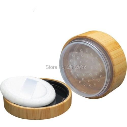 30g Bamboo Loose Powder Case with Sifter Empty DIY Cosmetic Compact Grids & Stuff Travel Makeup Packaging Jar F20173637