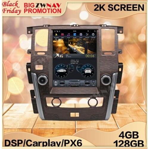 4+128G Tesla Carplay Screen For NISSAN PATROL Y62 2010 2011 2012 2013 2014+ Android Multimedia Player GPS Audio Radio Stereo