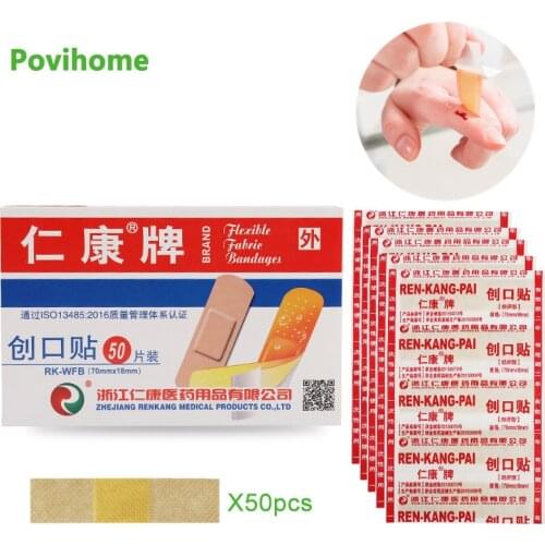 50pcs/box Band-Aids Waterproof Breathable Cushion Adhesive Plaster Wound Hemostasis Sticker Band First Aid Bandage Medical Gauze