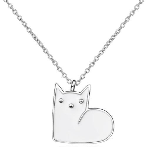 BAC32 925 Sterling Silver Elegant Little Cat Animal Lady Pendant Necklace Original Jewelry For Women Short Chains