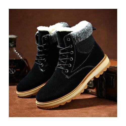 Winter plus velvet snow boots high tube Martin boots Northeast waterproof thick warm men outdoor cotton shoes tide