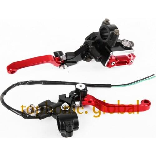 CNC 7/8" Brake Master Cylinder Pressure Switch Reservoir Levers Dirt Pit Bike Set Red For Honda CRF250R 2004 2005 2006
