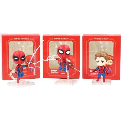 3pcs/lot 10cm Marvel Spiderman Homecoming Peter Parker Q Version Doll PVC Action Figure Spider Man Model Collection Toys