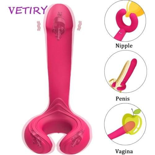 Couple Dildo Vibrator Penis Erection Long Lasting Delay Ejaculation Vagina Clitoris Stimulate Nipples Massager Orgasm Sex Toy