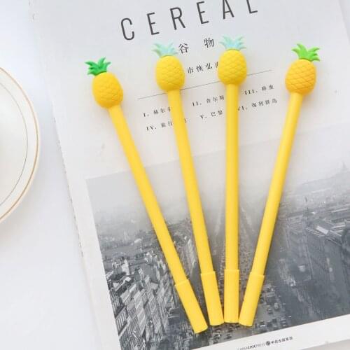 36pcs/set Korean Wholesale Lovely Pineapple Shape Neutral Pen Carbon Black Ink Cute Pineapple Gel Pen Student Wholesale Gel Pen