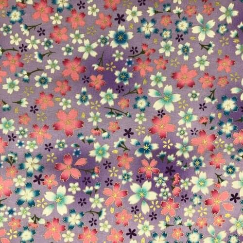 Cotton Bronzed Fabric Japanese Style Cherry Blossom Gold Pink Fabric Spot Clothing Toys Home Decoration Cloth