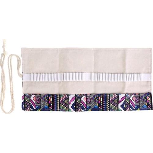 36/48/72 Holes Canvas Wrap Roll Up Pencil Case Pen Bag Holder Storage Pouch New